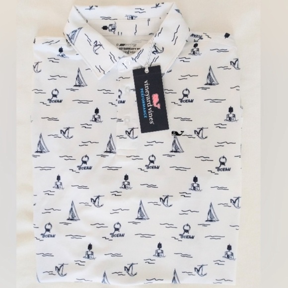 Vineyard Vines Big Kid White Nautical Print Shirt NWT XL Kids - Picture 5 of 5